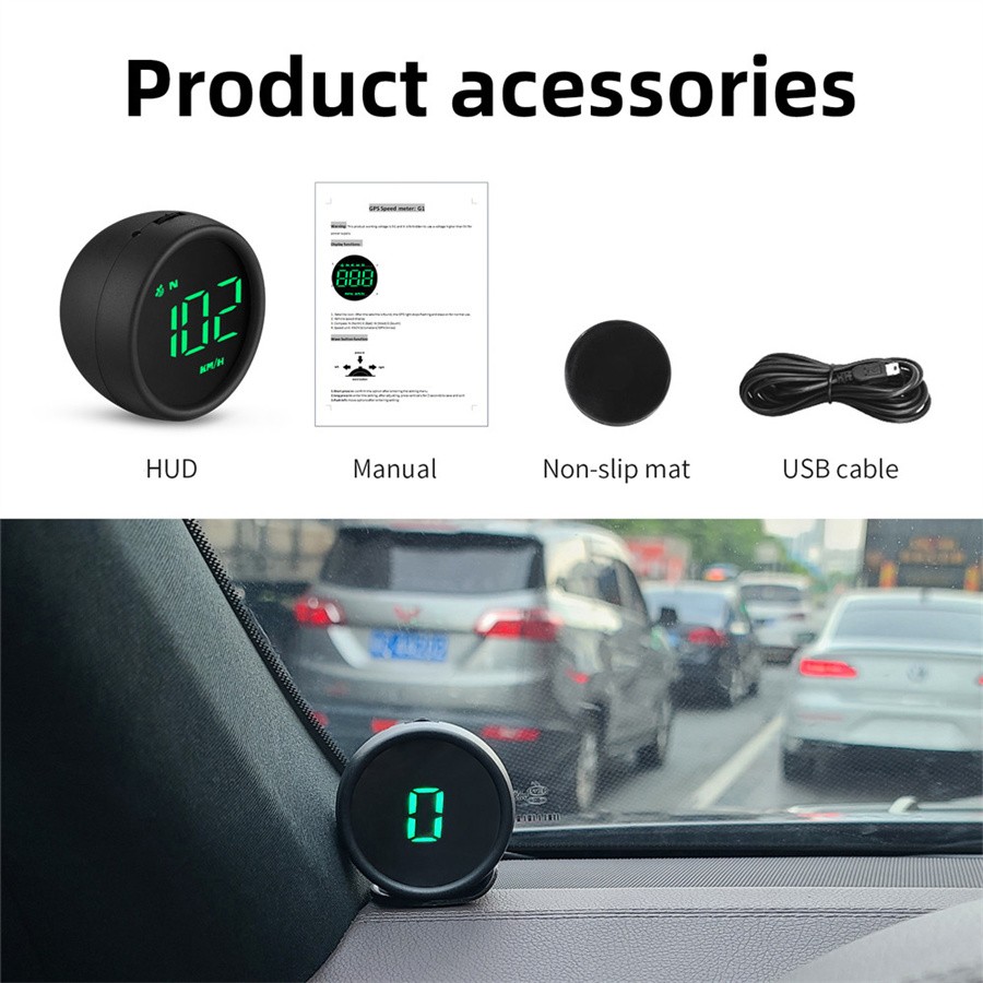 Car HUD Smart Digital Gauge GPS System Multi-Function Display Over Speed Alarm