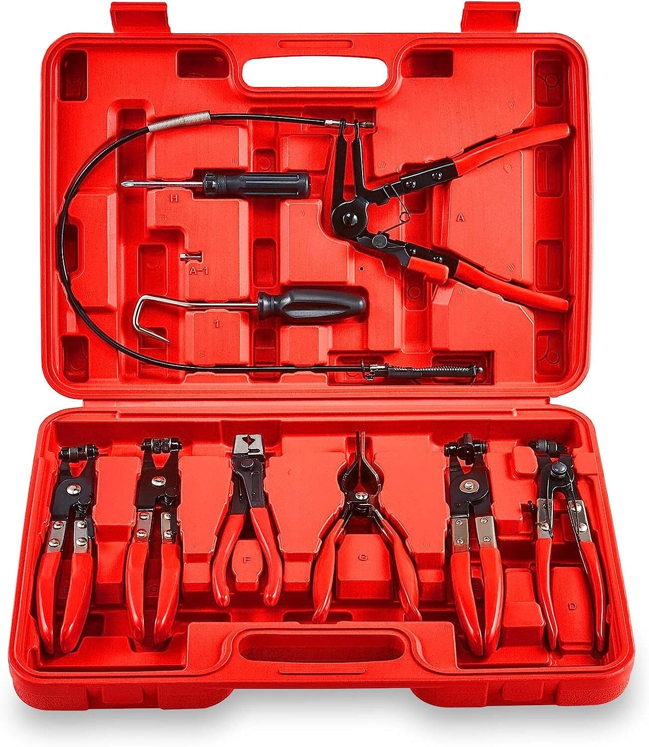 10Pc Hose Clamp Clip Remover Pliers Wire Long Reach Kit Fuel Oil Water Hose Tool