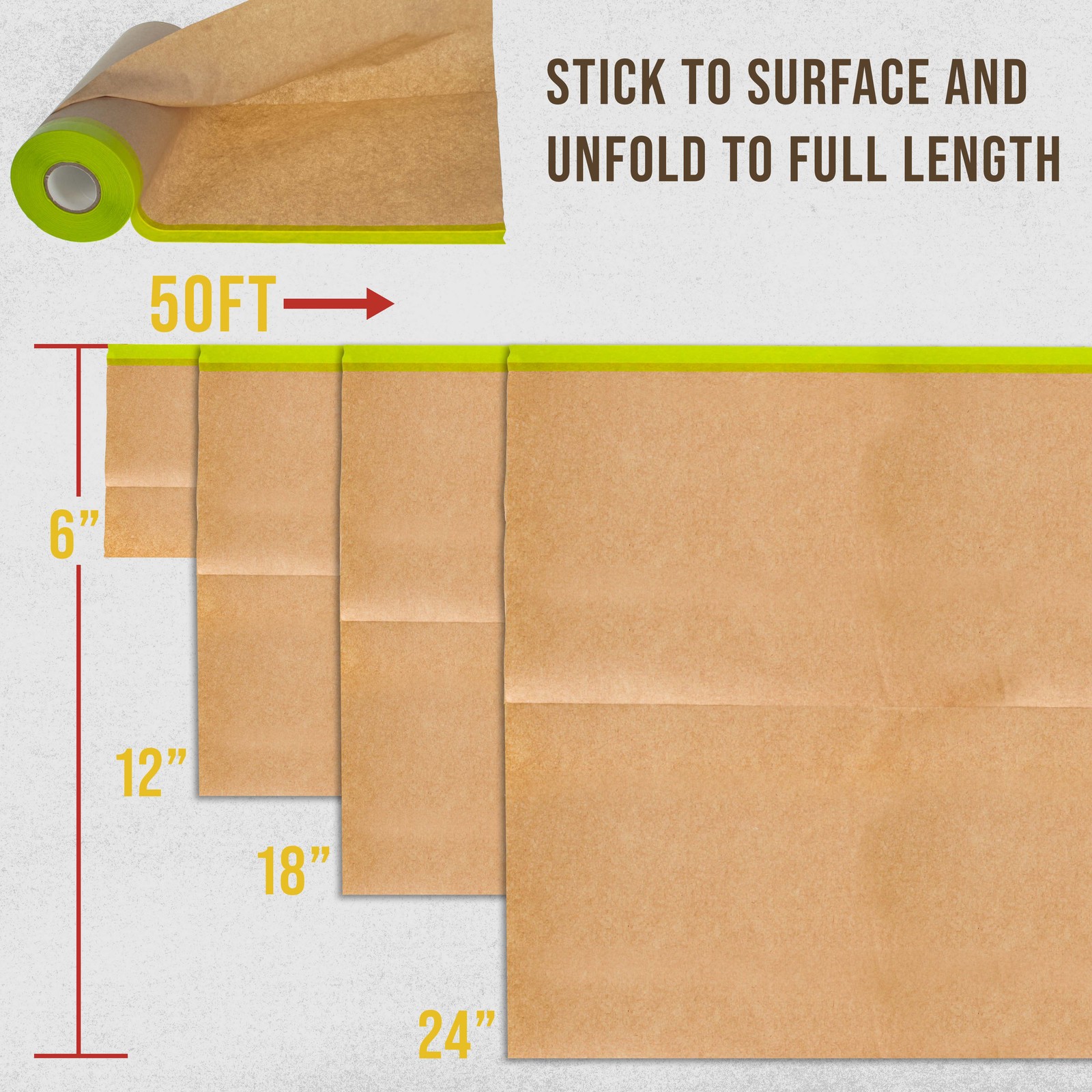 Dura-Gold Pre-Taped Masking Paper Variety Pack 6 12 18 24 x 50′ Painter Paper
