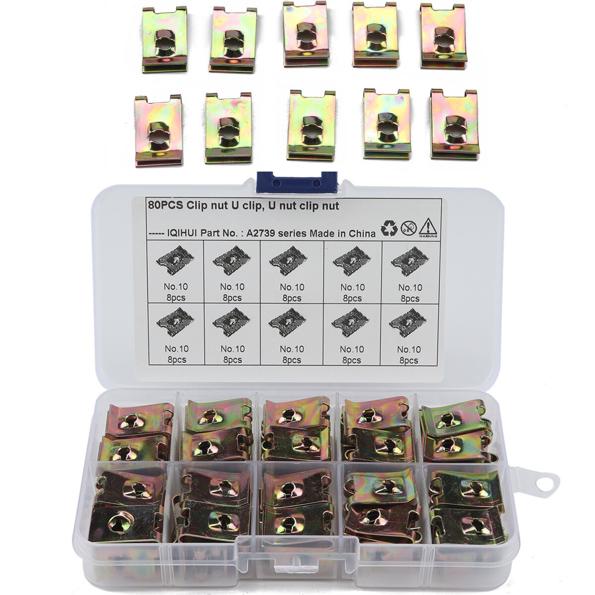 80Pcs Bumper Clips Retainer Car U-shaped Nuts Fastener Fender Guard Plate Clamps