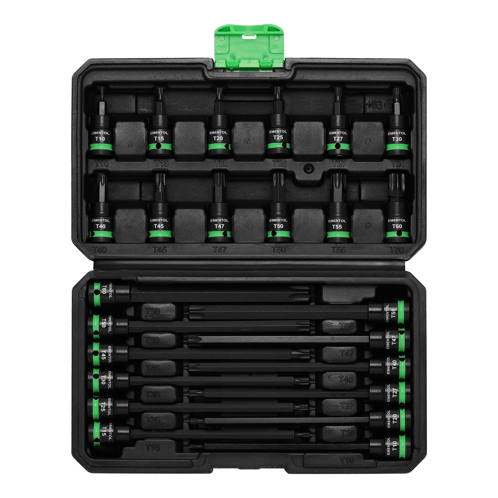 24PCS Extra Long Torx Bit Socket Set 3/8″ Drive T10-T60, Cr-V & S2 Steel