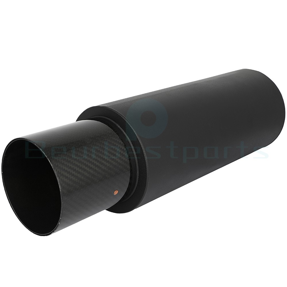 4″ N1 Carbon Tip Black Stainless Weld-On Exhaust Muffler 2.5″ Inlet Universal