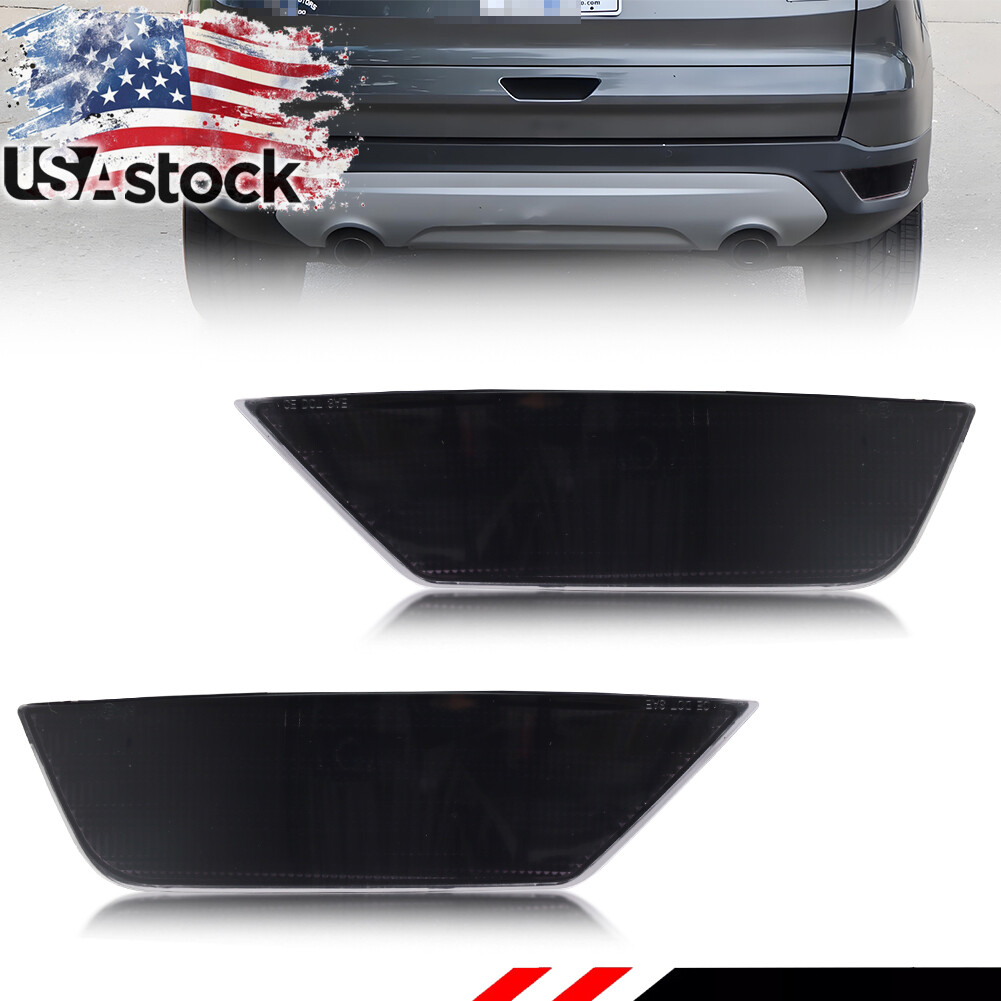 2X Smoked Lens Rear Bumper Tail Reflector Lights For 2013-2019 Ford Escape