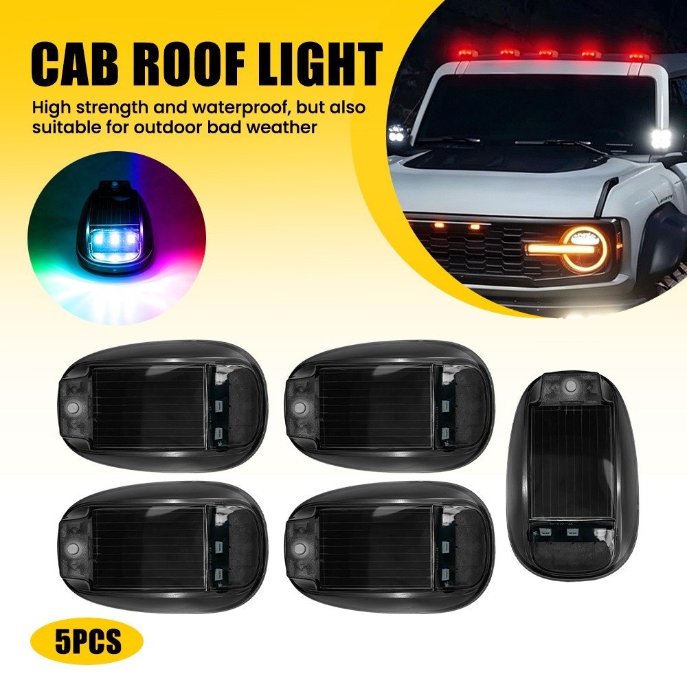 5X Solar Charging RGB LED Roof Marker Lights Fits Trailers RVs w/ Remote Control