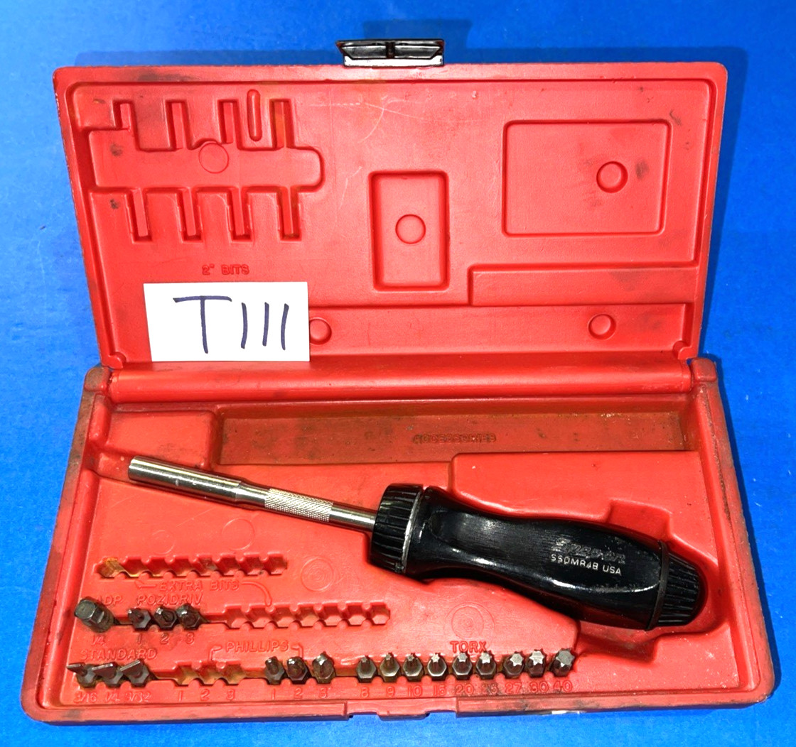 SNAP-ON TOOLS BLACK RATCHETING SCREWDRIVER IN A BIT KIT SHIPPED FREE IN THE US