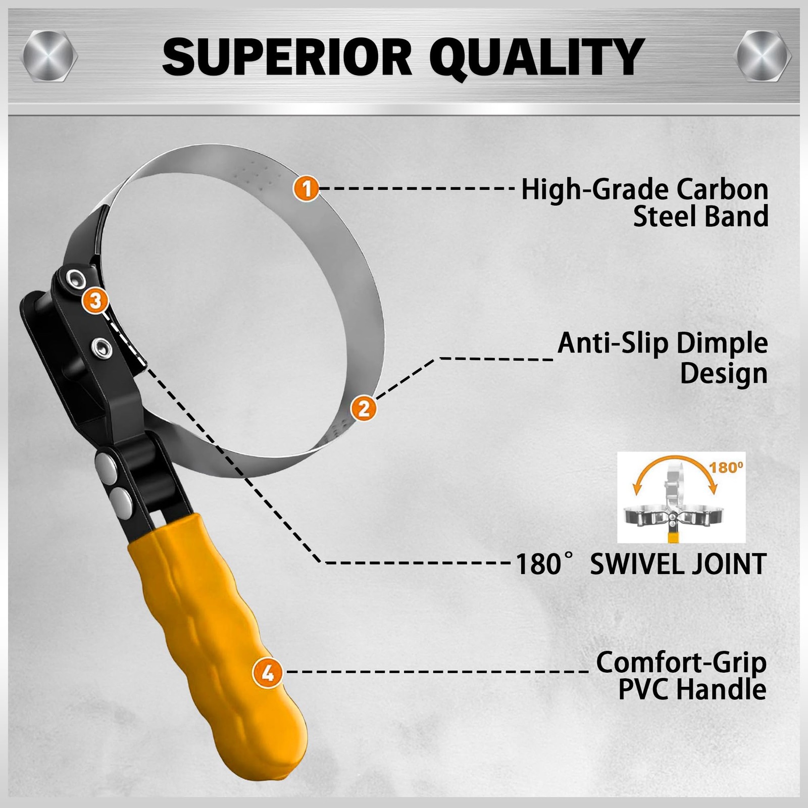 ELEAD 9PC Oil Filter Wrench Set Adjustable Band Pliers Universal Removal Tool