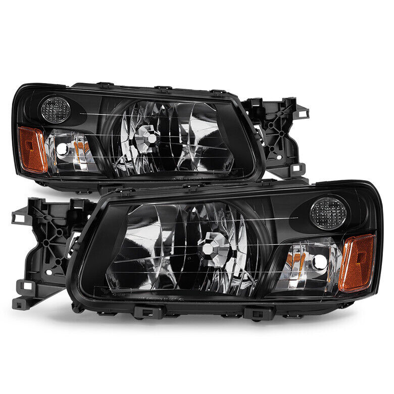 Labwork Left+Right Headlight For 2003-2004 Subaru Forester Halogen Black Housing