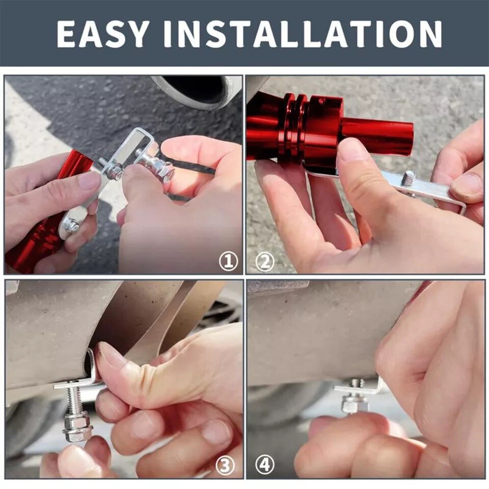Red Car Motorbike Universal Turbo Sound Whistle, 2x Exhaust Pipe Noise Amplifier