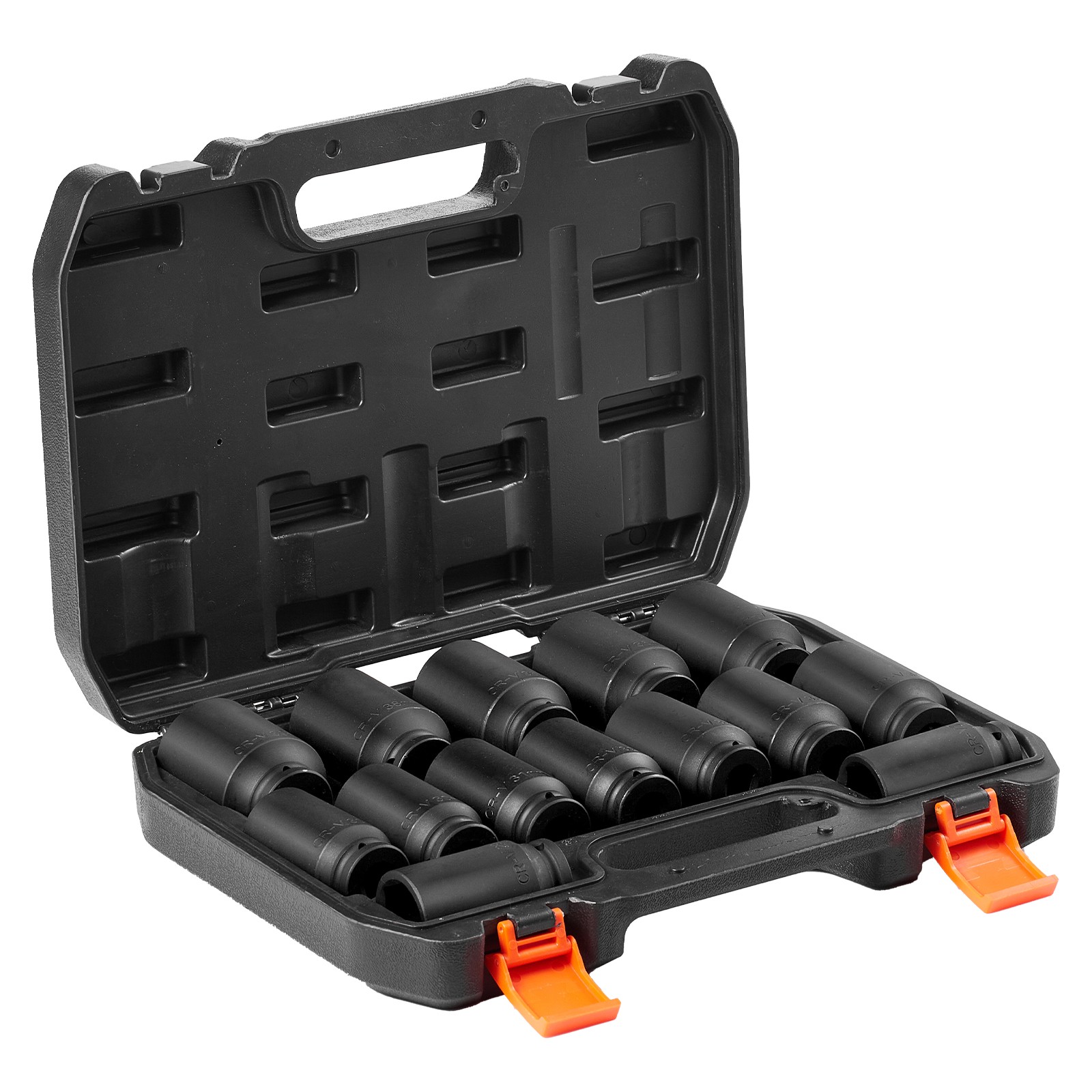 VEVOR Axle Nut Impact Socket Set 1/2″ Drive Deep 6+12-Point 14PCS Metric Socket