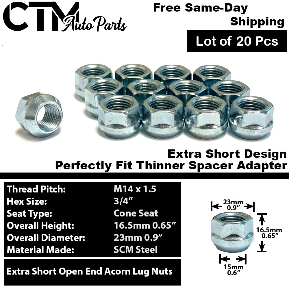 20x M14x1.5 Extra Short Open End Acorn Wheel Lug Nuts Fit GMC Pontiac Tesla