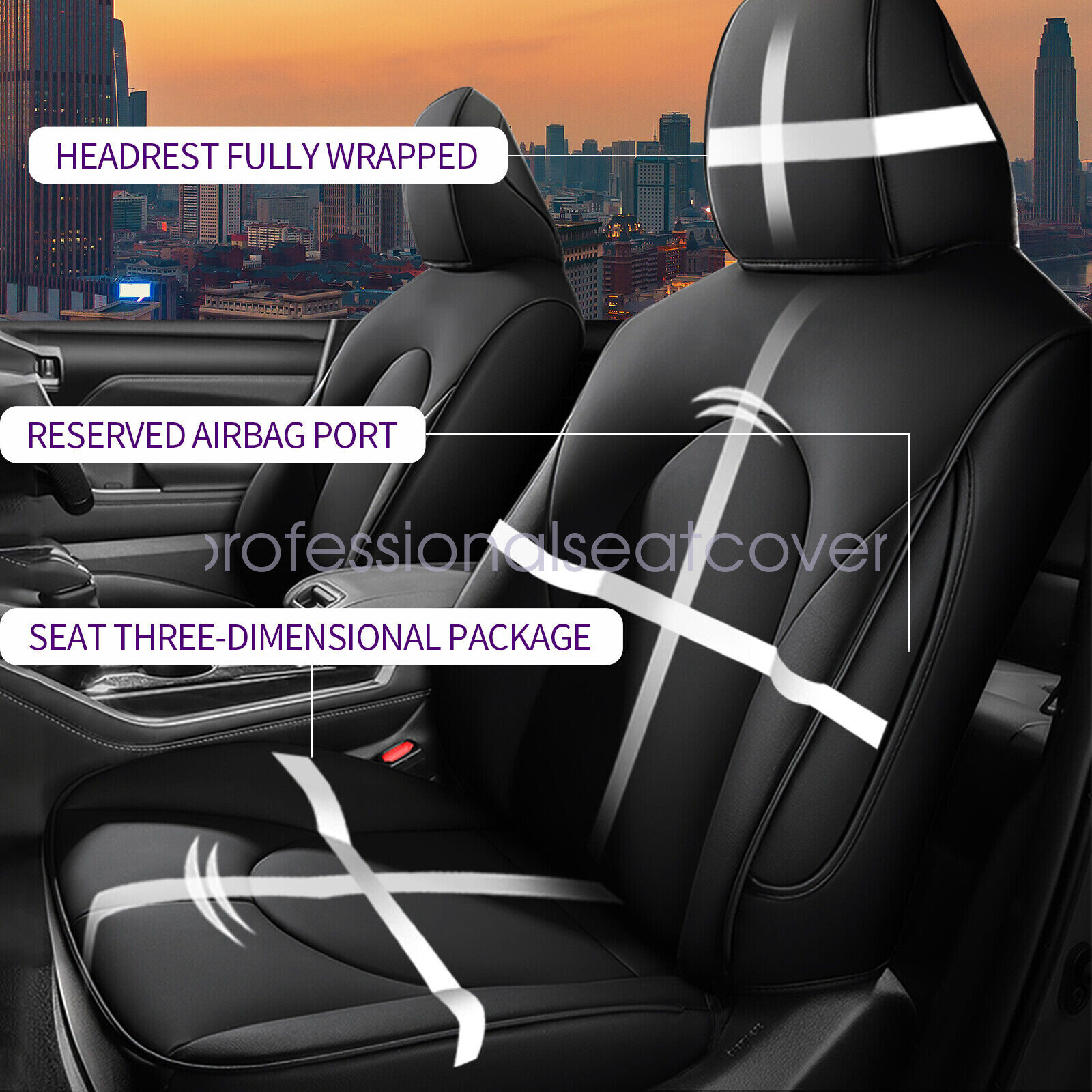 For 2020-2023 Toyota Highlander 8 PU Leather SEAT COVERS Full Surround Black