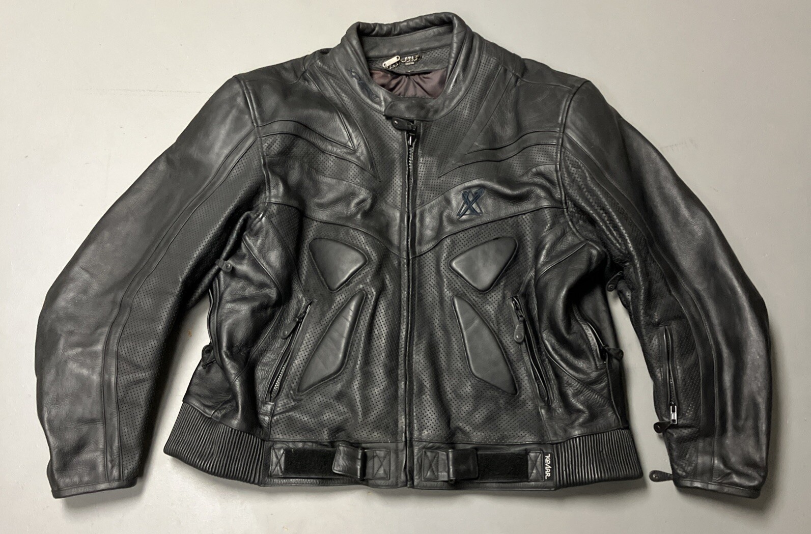 Men’s XPERT SPORT Black Biker Leather Motorcycle Jacket Size 54H