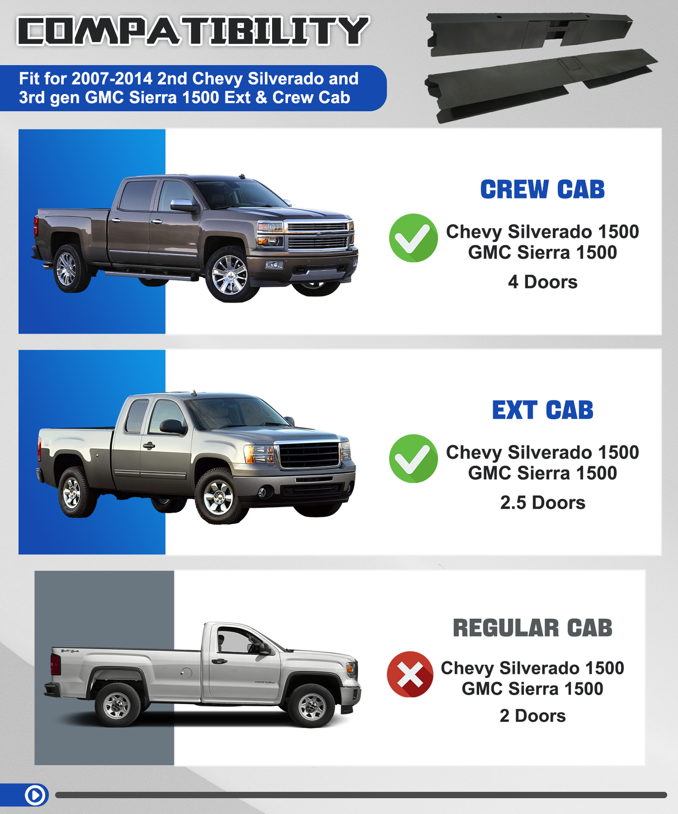 Center Frame Section Rust-Proof Frame Kit For 2007-2014 Chevy/GMC 1500 Zinc-Coat