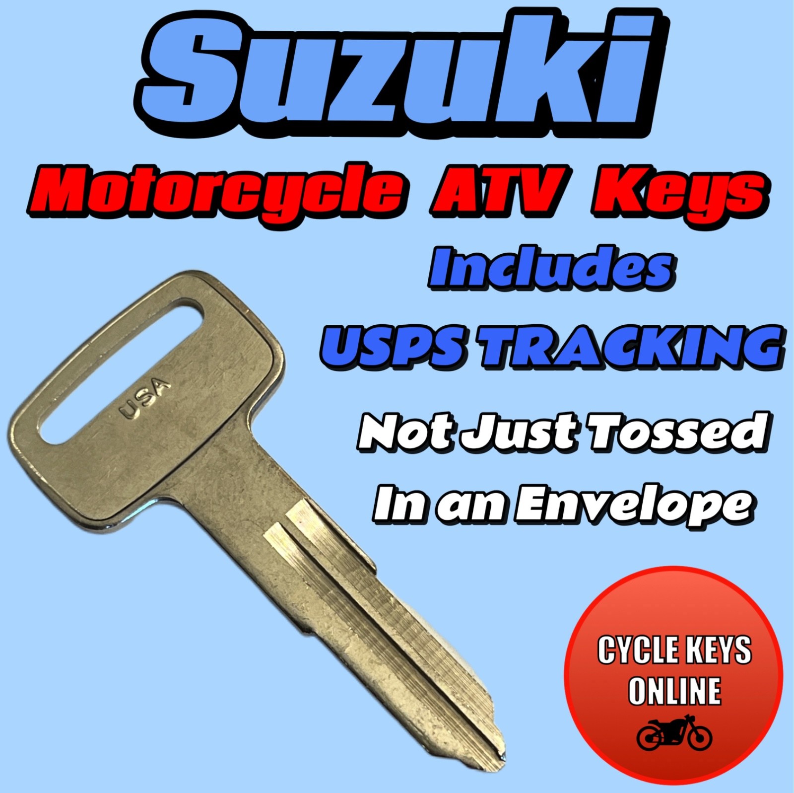 Suzuki Motorcycle ATV keys Cut to Code spare key codes D59610-D69097