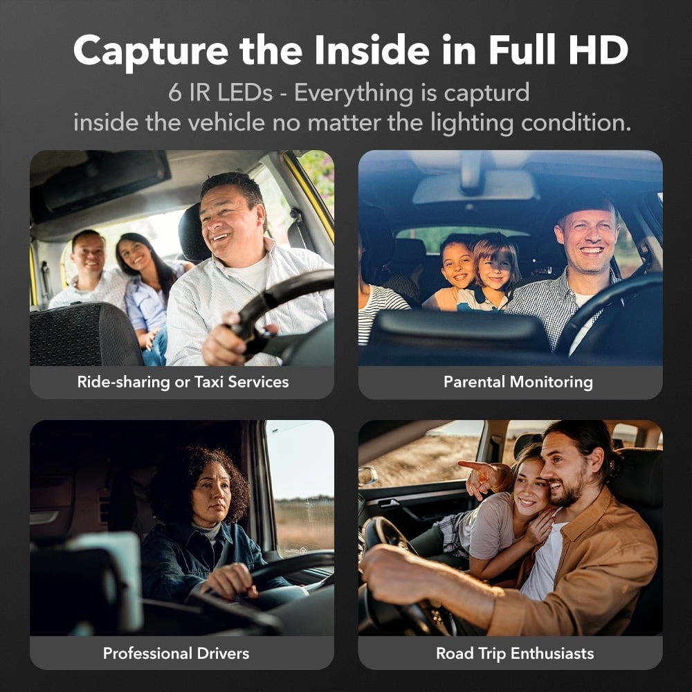WOLFBOX I07 3 Channel Dash Camera 4K Front and Rear Dash Cam Built-In WiFi & GPS