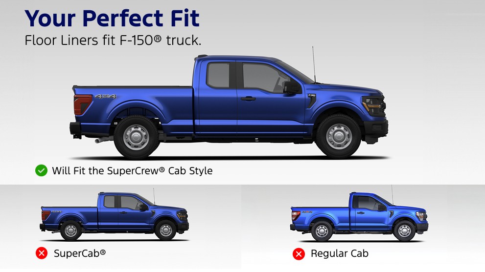 F-150 SuperCrew Floor Mat Set 2015-2024 All Weather Liners for Carpet Floor