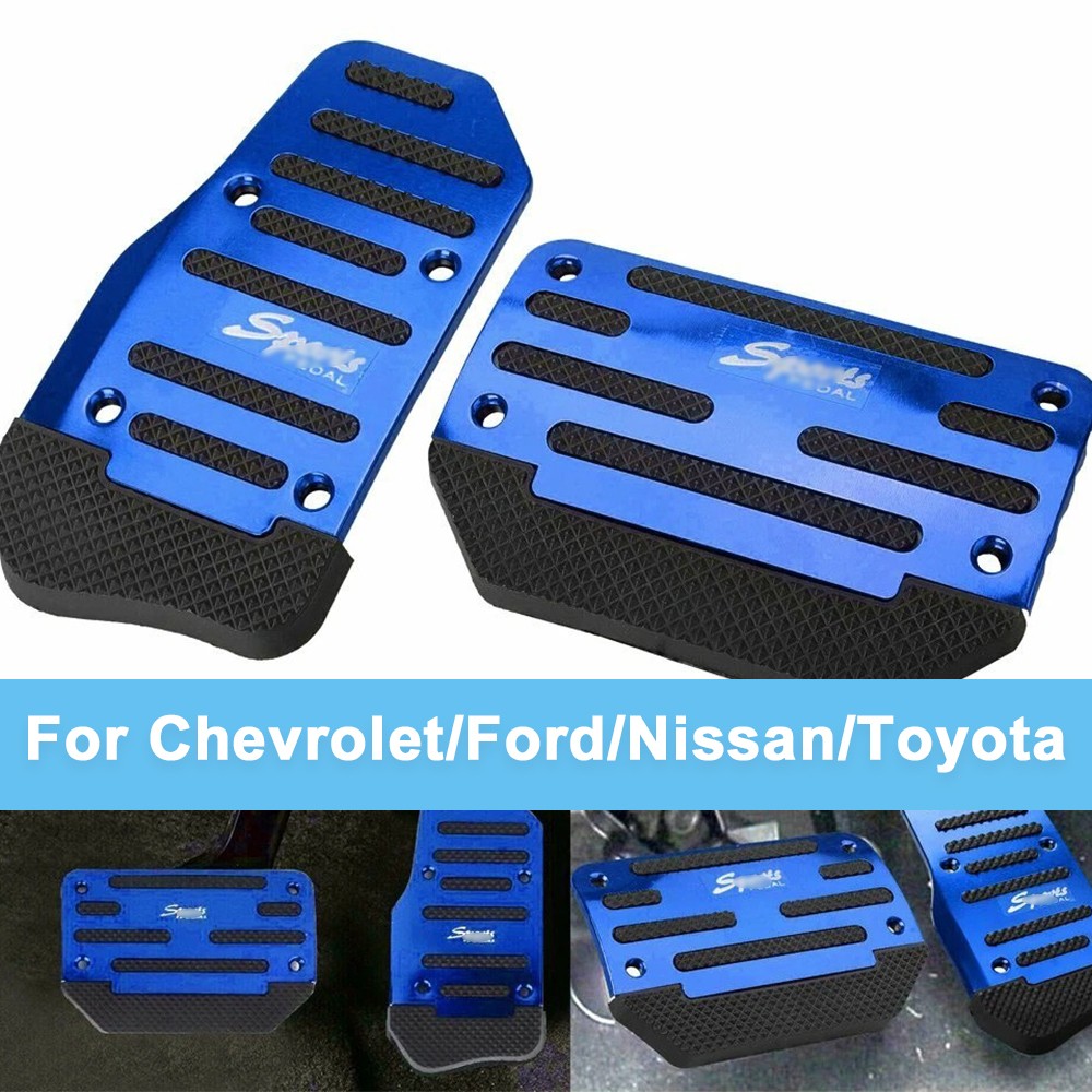 2PCS Blue Non-Slip Automatic Gas Brake Foot Pedal Pad Cover Car Accessories