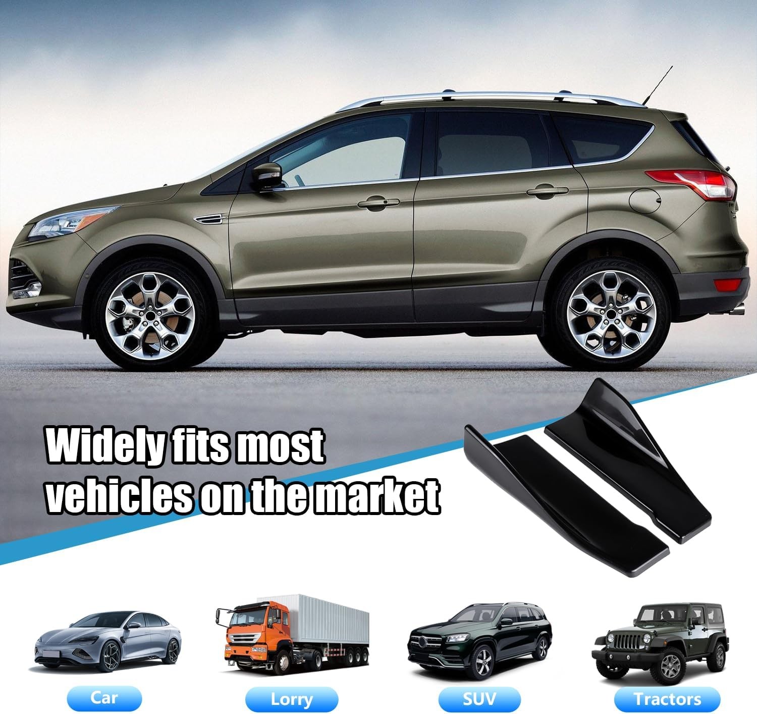 2 PCS Rear Bumper Lip Guards DIY Car Exterior Decoration, Bright Black