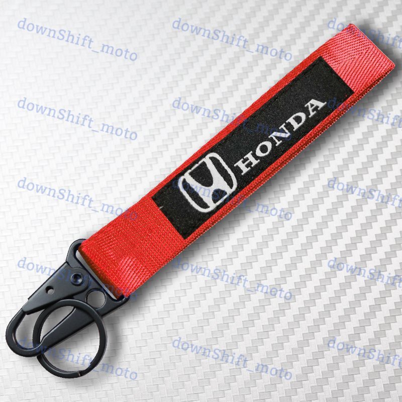 For HONDA RED Racing Keychain Metal key Ring Hook Strap Lanyard Nylon Universal