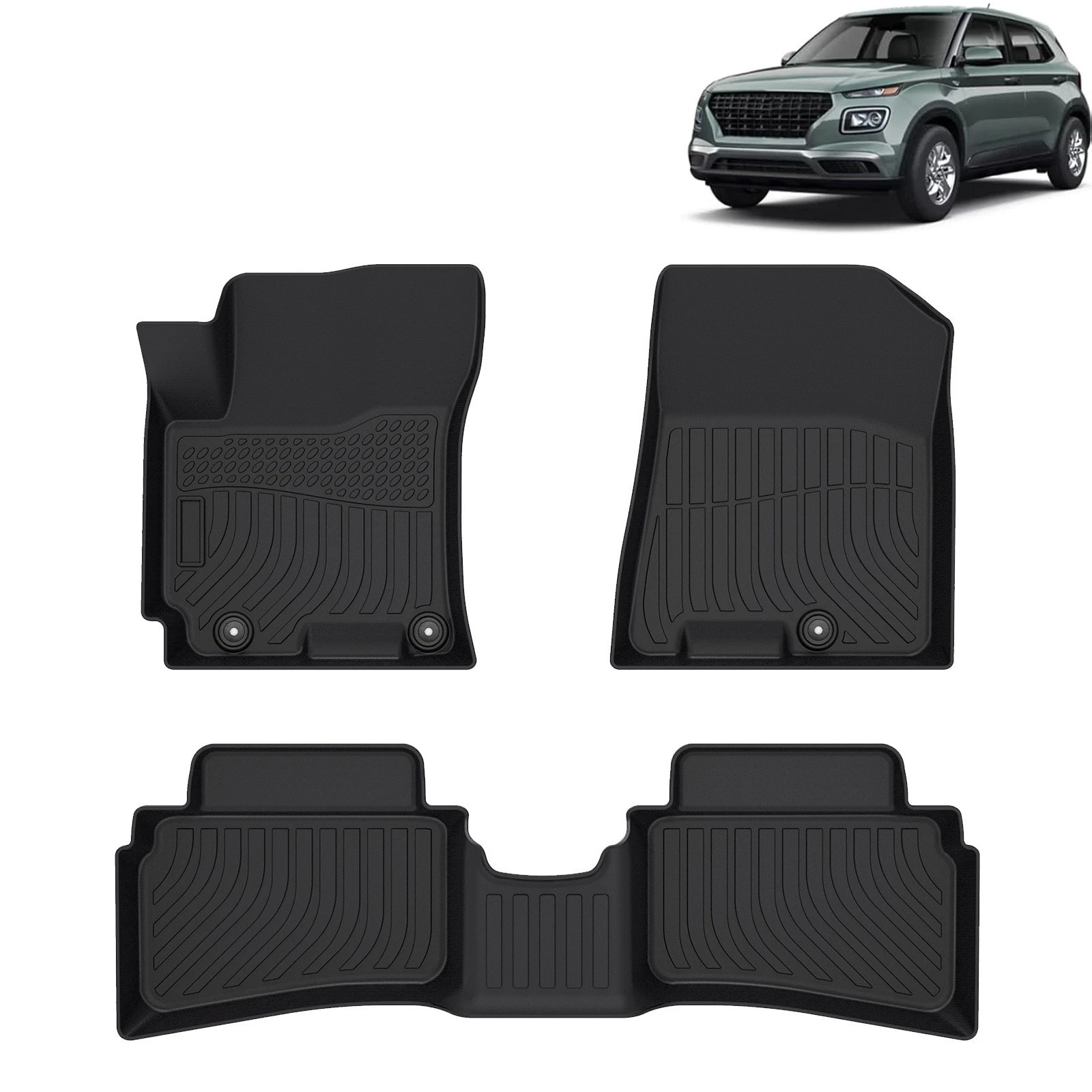 All Weather Floor Mats Cargo Liner for 2020-2024 Hyundai Venue – 1st & 2nd Row