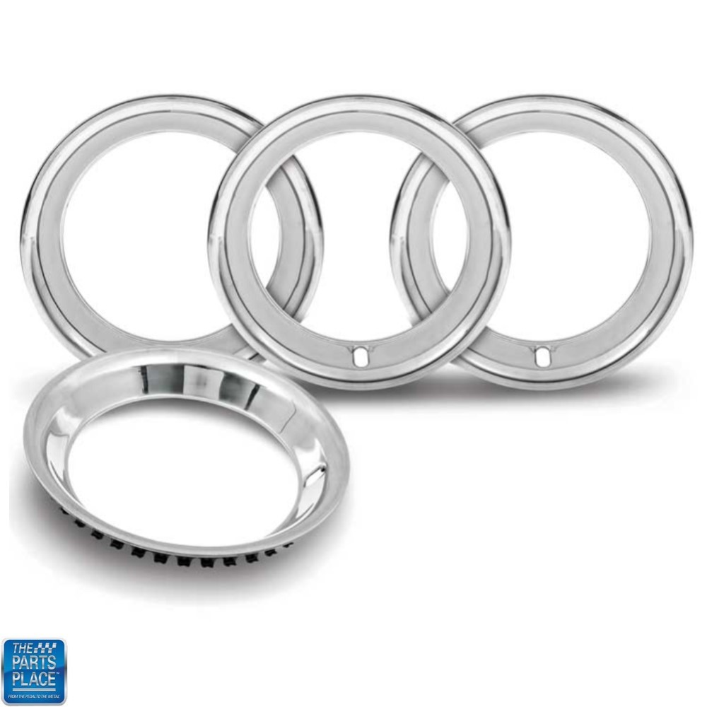 GM 15″ Rally Wheel 2 1/2″ Deep Stainless Steel Round Edge Wheel Trim Ring Set