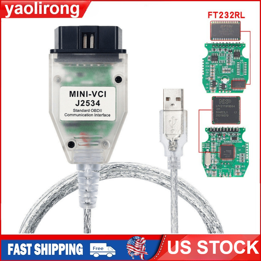 For Toyota Inspection Cable US OBD Scanner MINI VCI TIS V18.00.008 TIS J2534