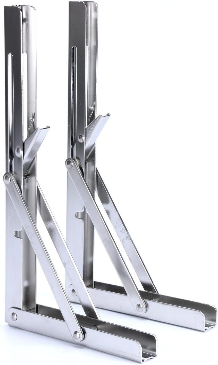 2Pack Heavy Duty Shelf Stainless Bench Table Folding Bracket Support 660lb/300kg