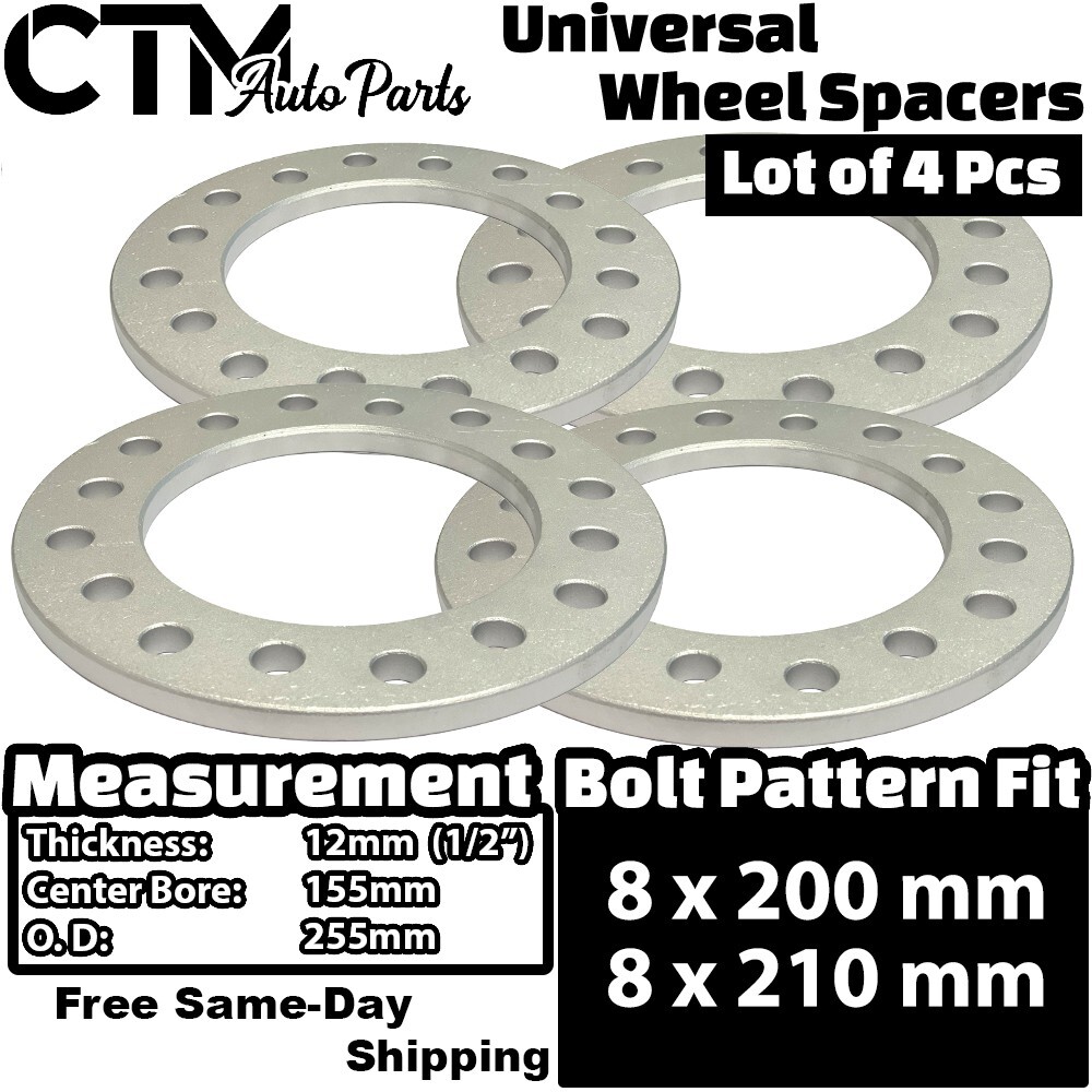 4x 1/4″(6mm) 8×200/8×210 Wheel Spacer Fit F350 Ram/Sierra/Silverado 3500 Dually
