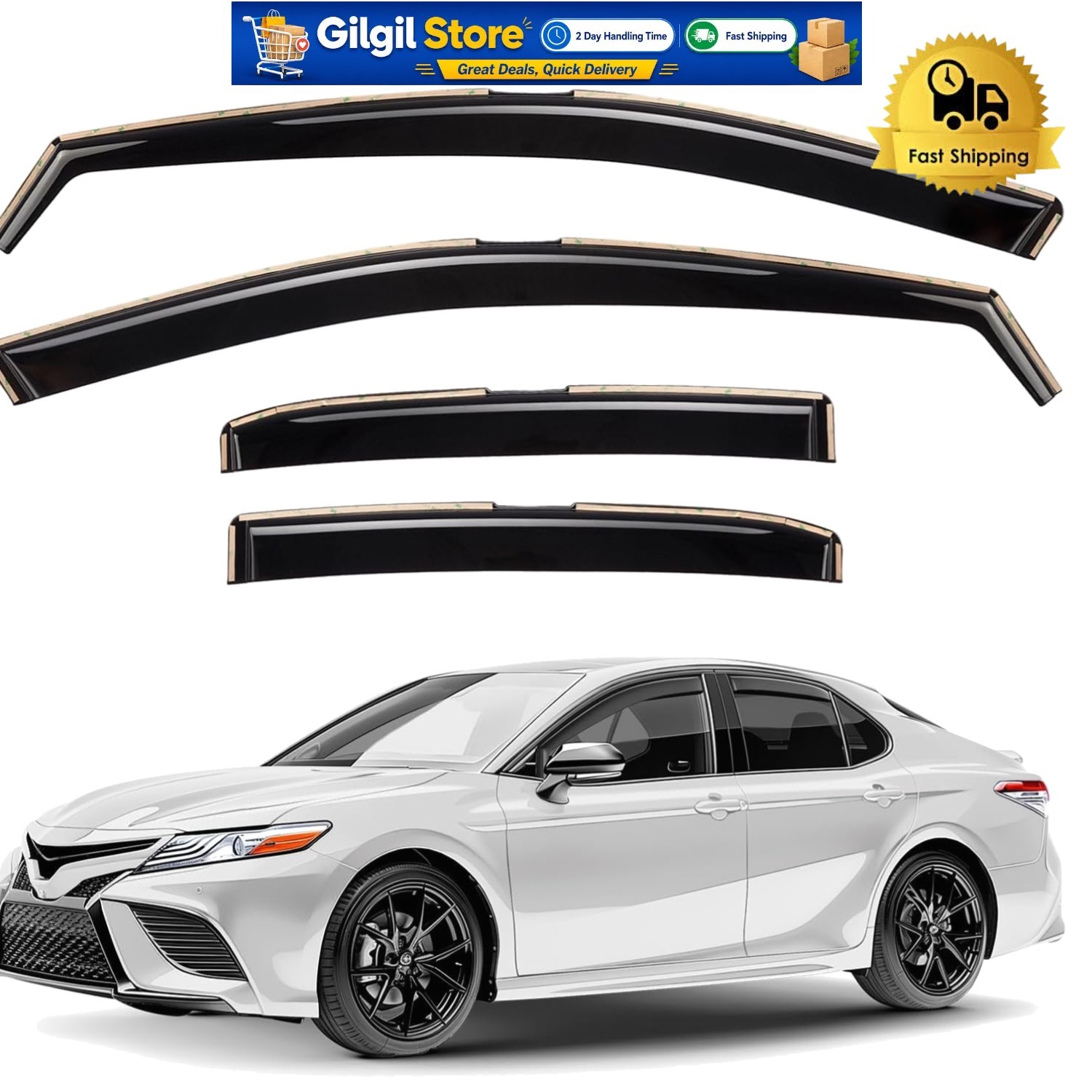 Easy Install Smoke-Tinted Window Vent Visors for Camry 2018-2024 – 4pcs