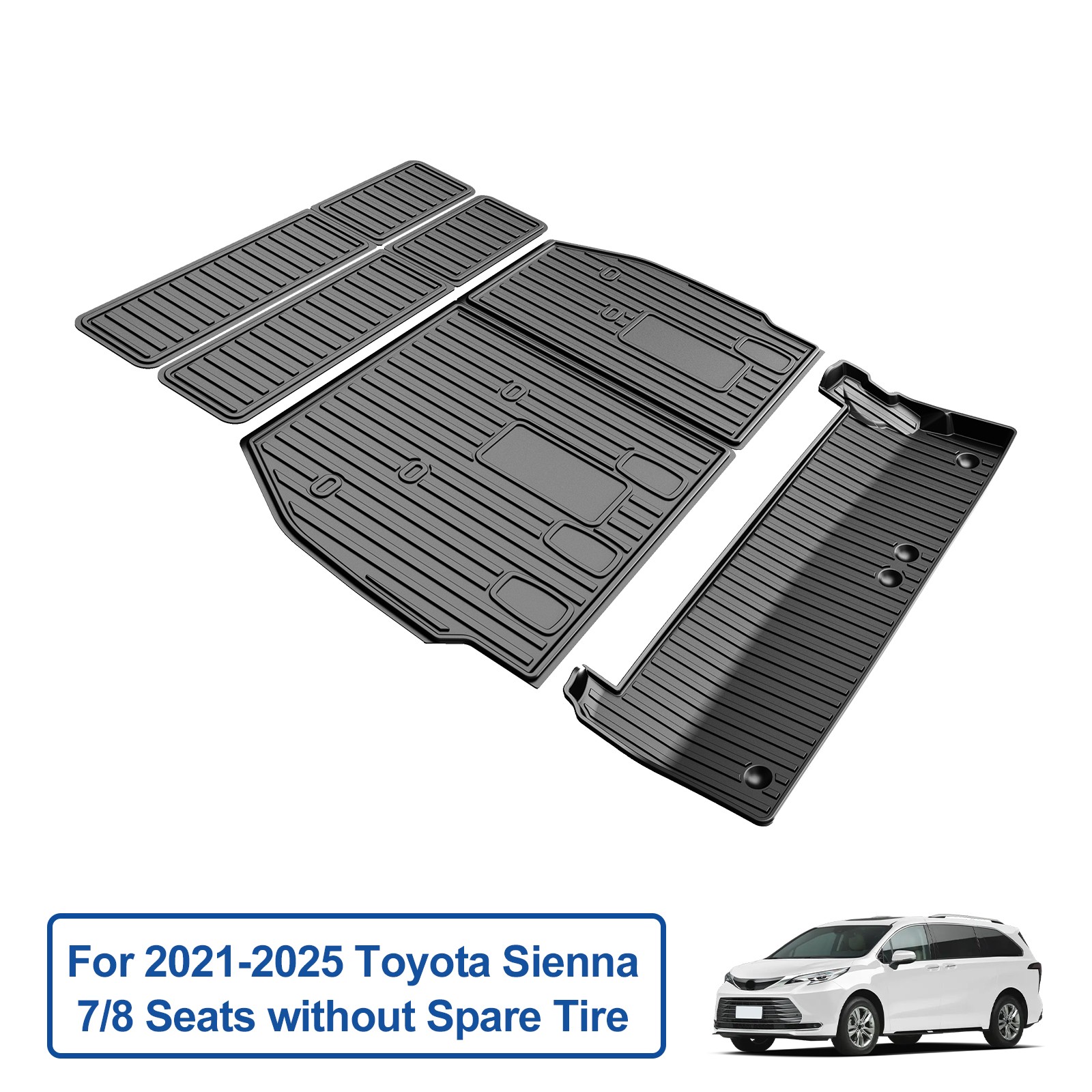 For 2021-2025 Toyota Sienna All Weather Car Trunk Liner Cargo Mat & Backrest Mat