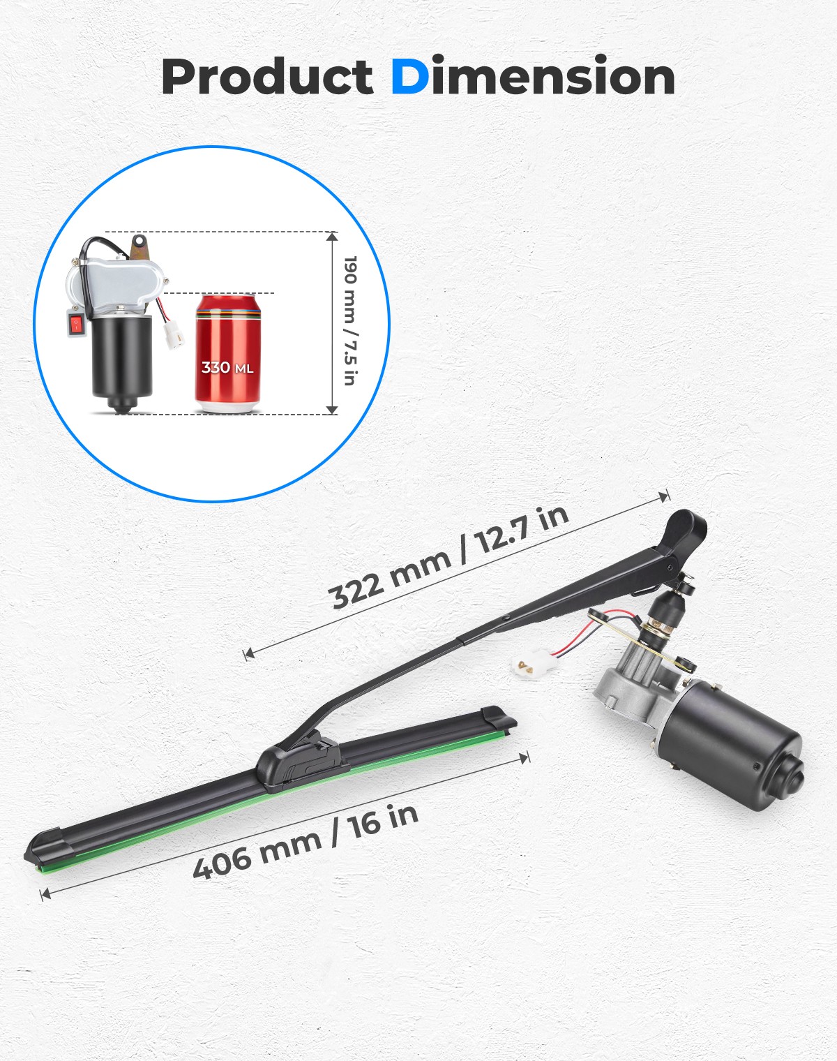 12V Electric Windshield Wiper Motor Kit for Polaris RZR 570/ 800 /900S/ XP 1000