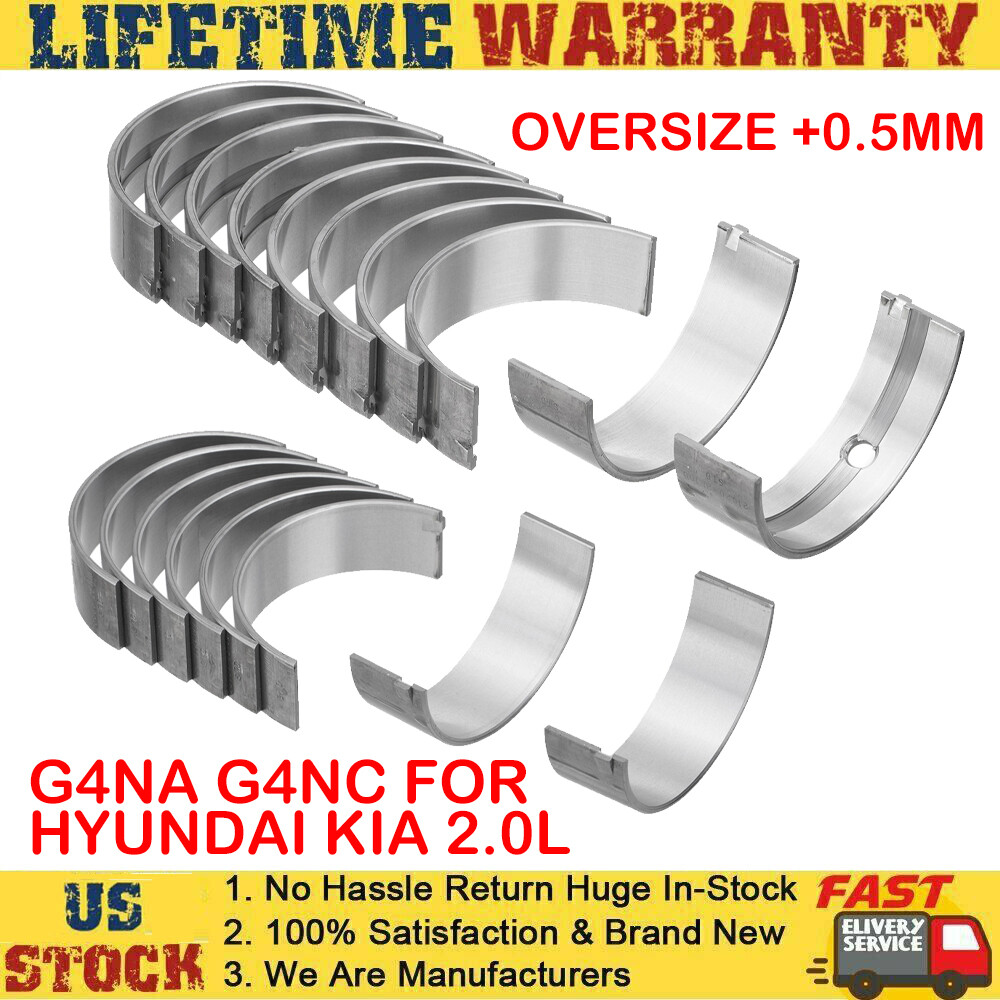 +0.5mm Main Connecting Rod Bearings Set For 2011-16 Hyundai Kia G4NC 1.8L 2.0L