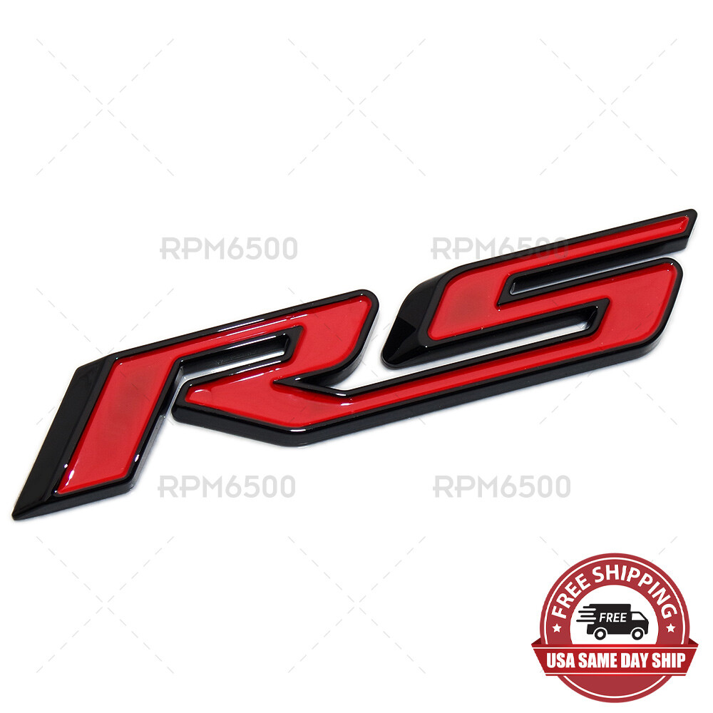 For Chevy RS Rear Trunk Lid Nameplate Logo Fender Marker Emblem Badge Black Red