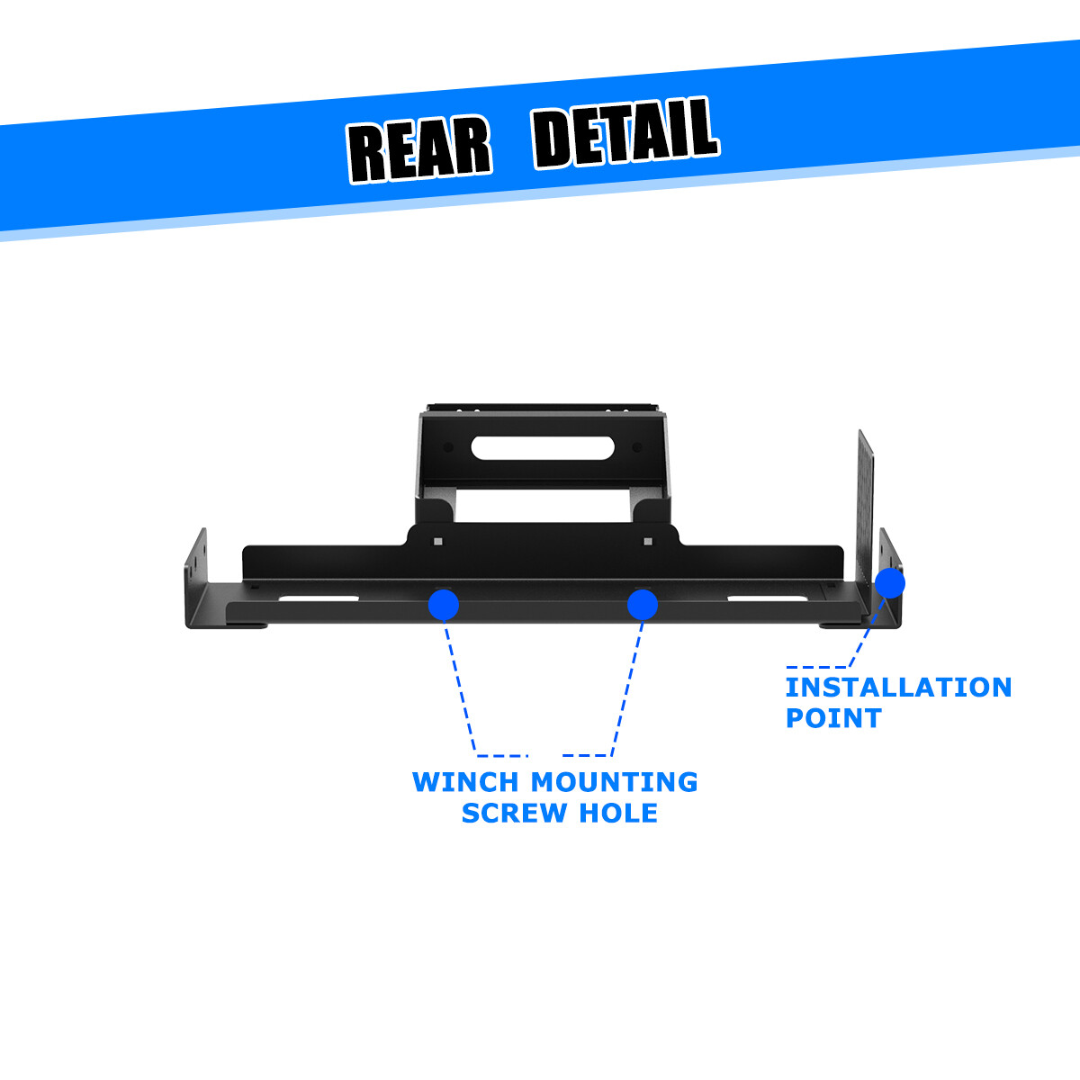 Black Steel Front Hidden Winch Mounting Plate For 2019-2024 Ram 2500 3500