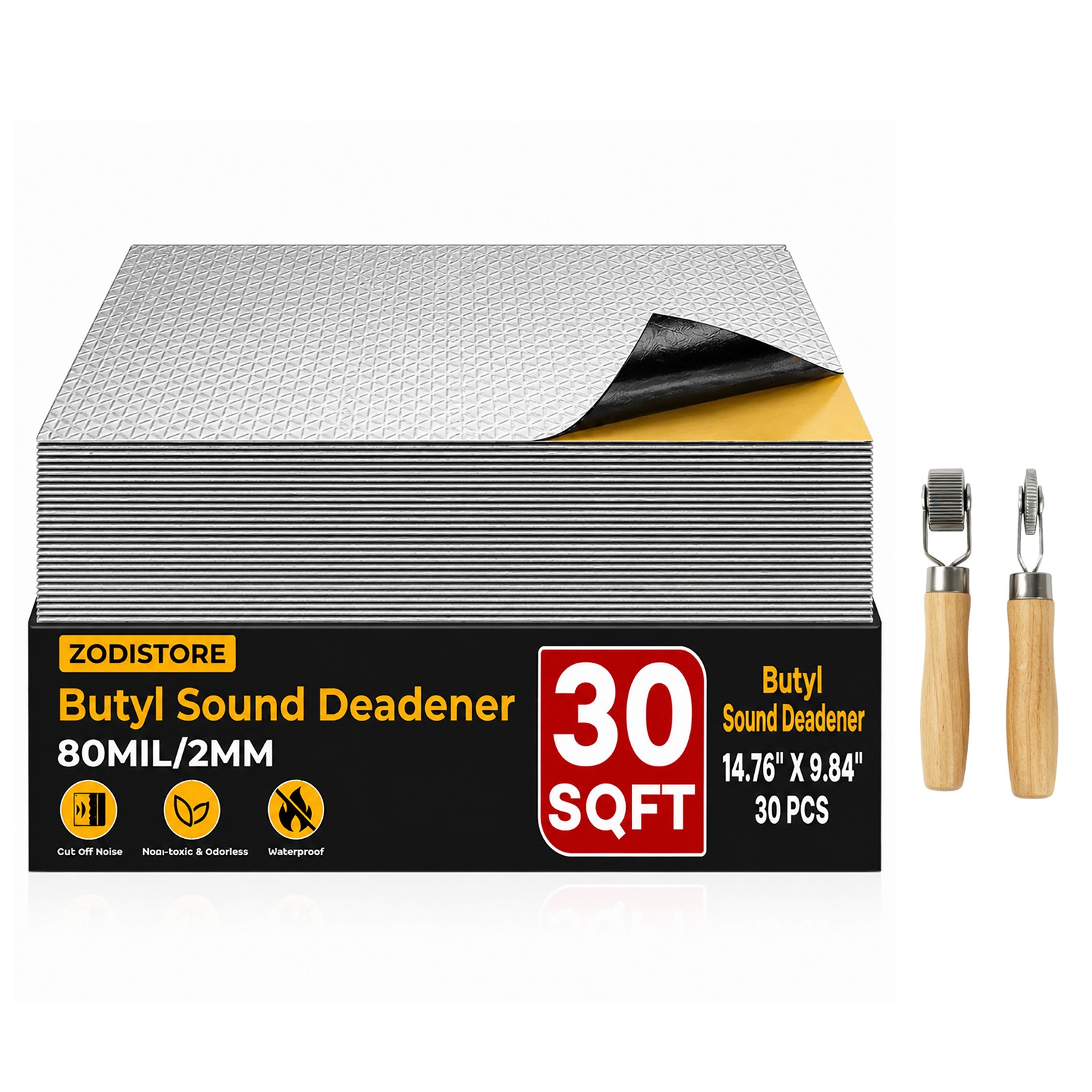 30sqft Car Sound Deadener Mat Proofing Butyl Insulation Material 80mil Thick