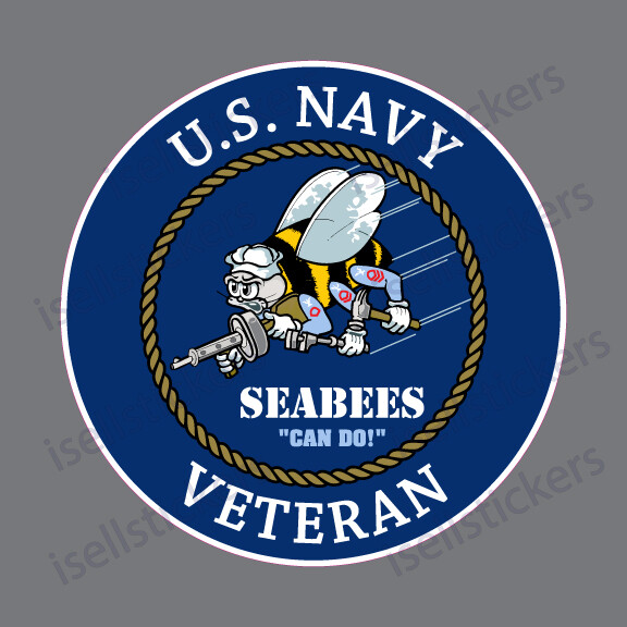 NV-4099 US Navy Seabee Veteran Vinyl Military Bumper Sticker Window Decal