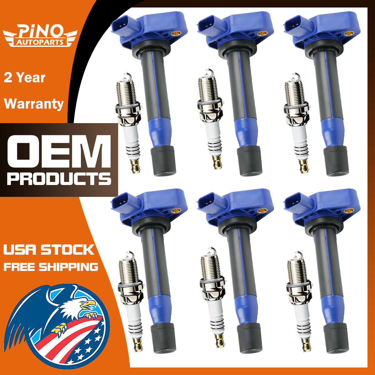 6X OEM Ignition Coil & 6 Iridium Spark plug For Honda Odyssey Accord Acura UF242