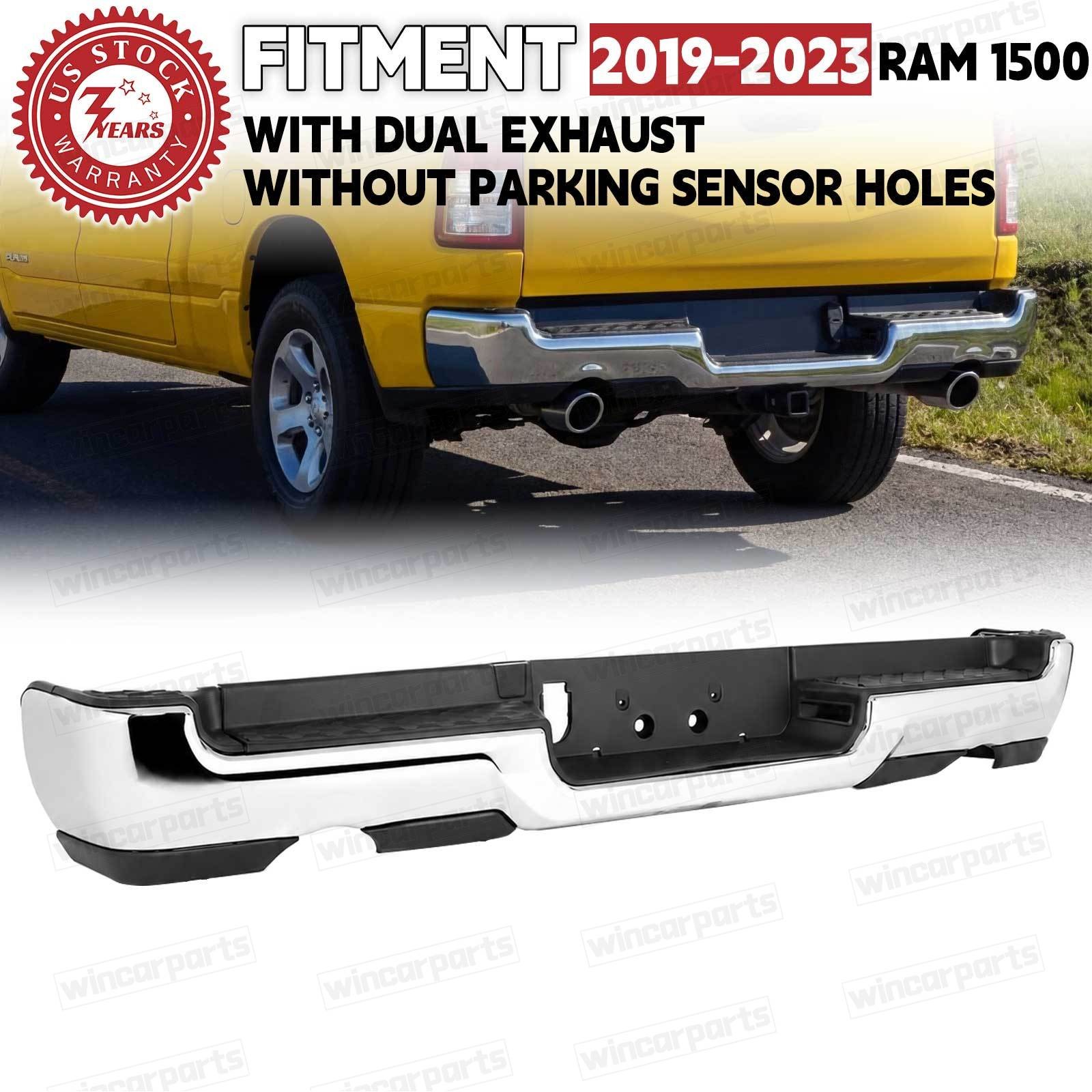 Chrome Black Steel Rear Bumper For RAM 1500 2019 2020-2023 Single/Dual Exhaust