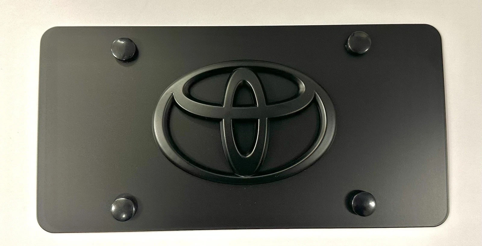 3D Toyota Camry Emblem Stainless Steel Front Black License Plate W/ Caps