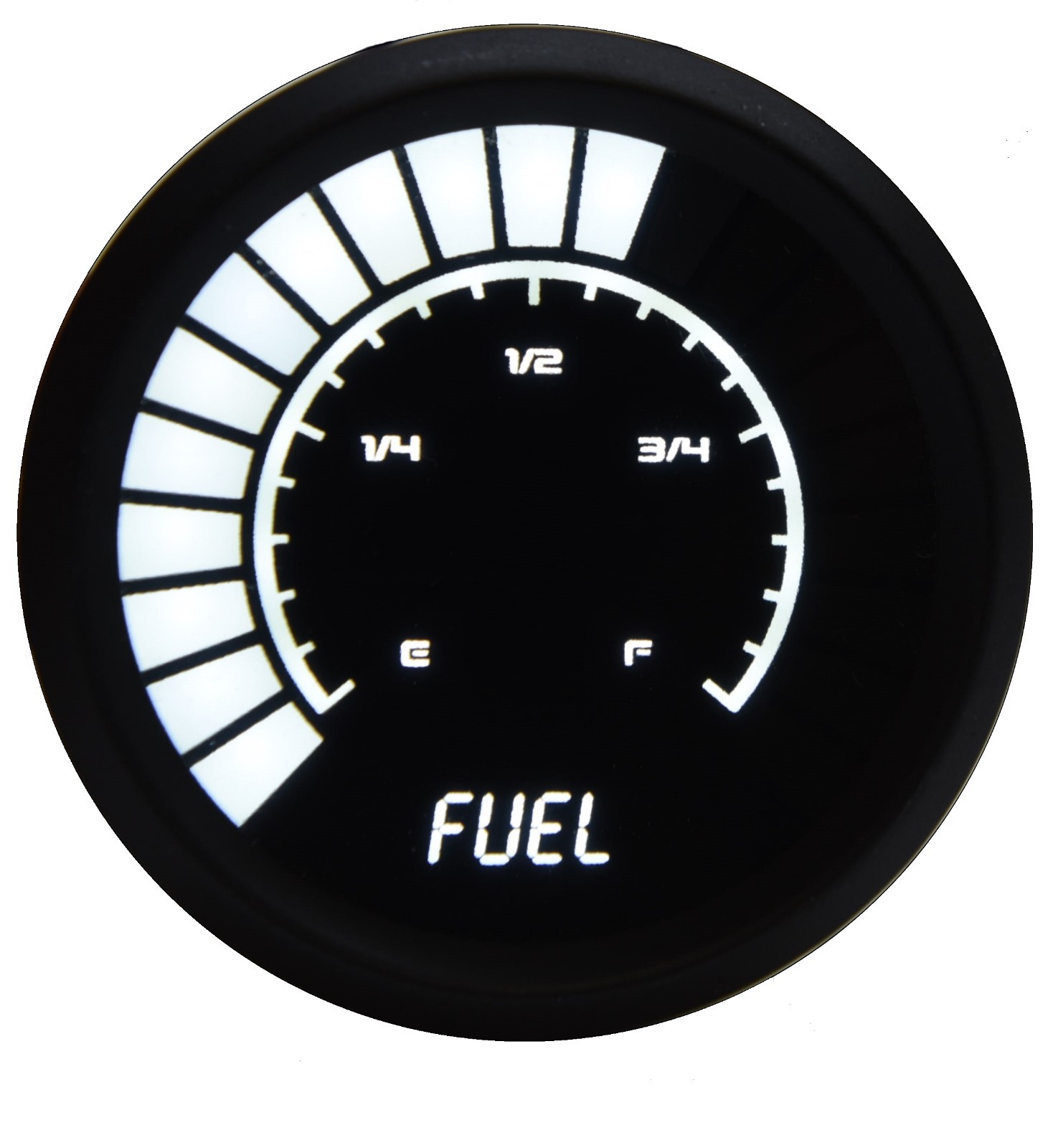 Fuel Gauge White LEDs Black Bezel 2 1/16″ / 52mm Universal Analog / Bar-Graph