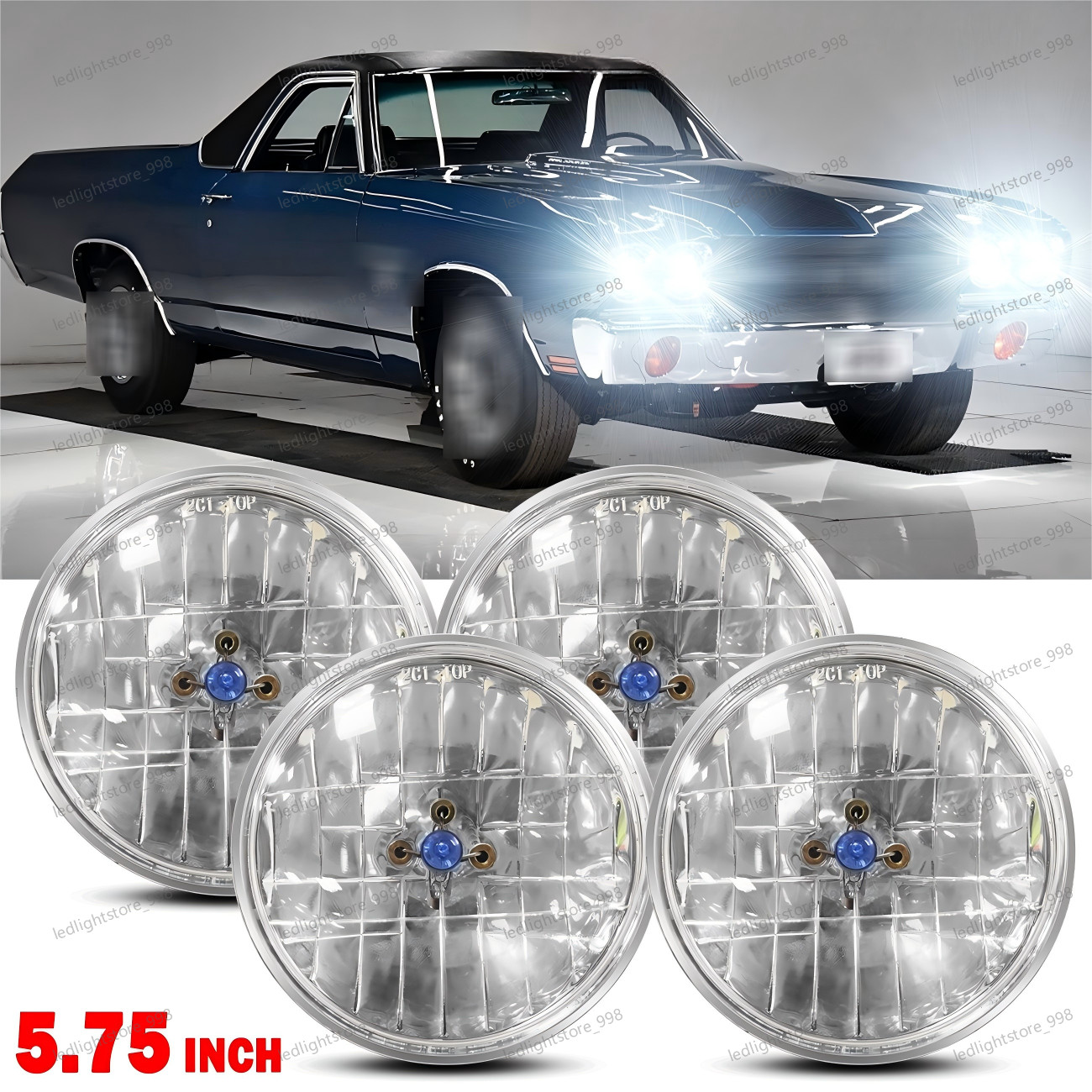 DOT 5-3/4 5.75″ 100/130W Hi/Lo Headlights For Chevy Impala Bel Air El Camino