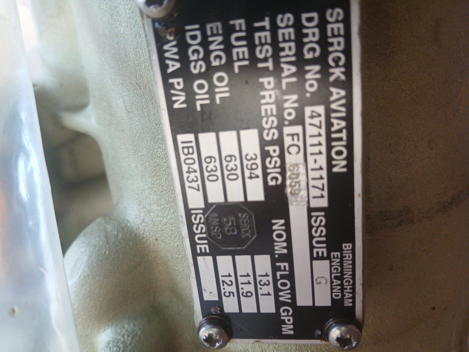 Serck Fuel/oil Heat Changer Model 47111-1171