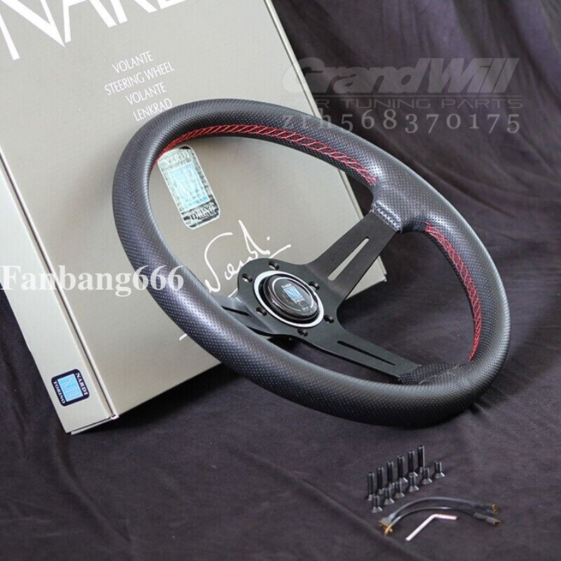 NARDI 350mm 14′ Perforated Leather Mid-deep66mm 2.6′ Racing Sport Steering Wheel