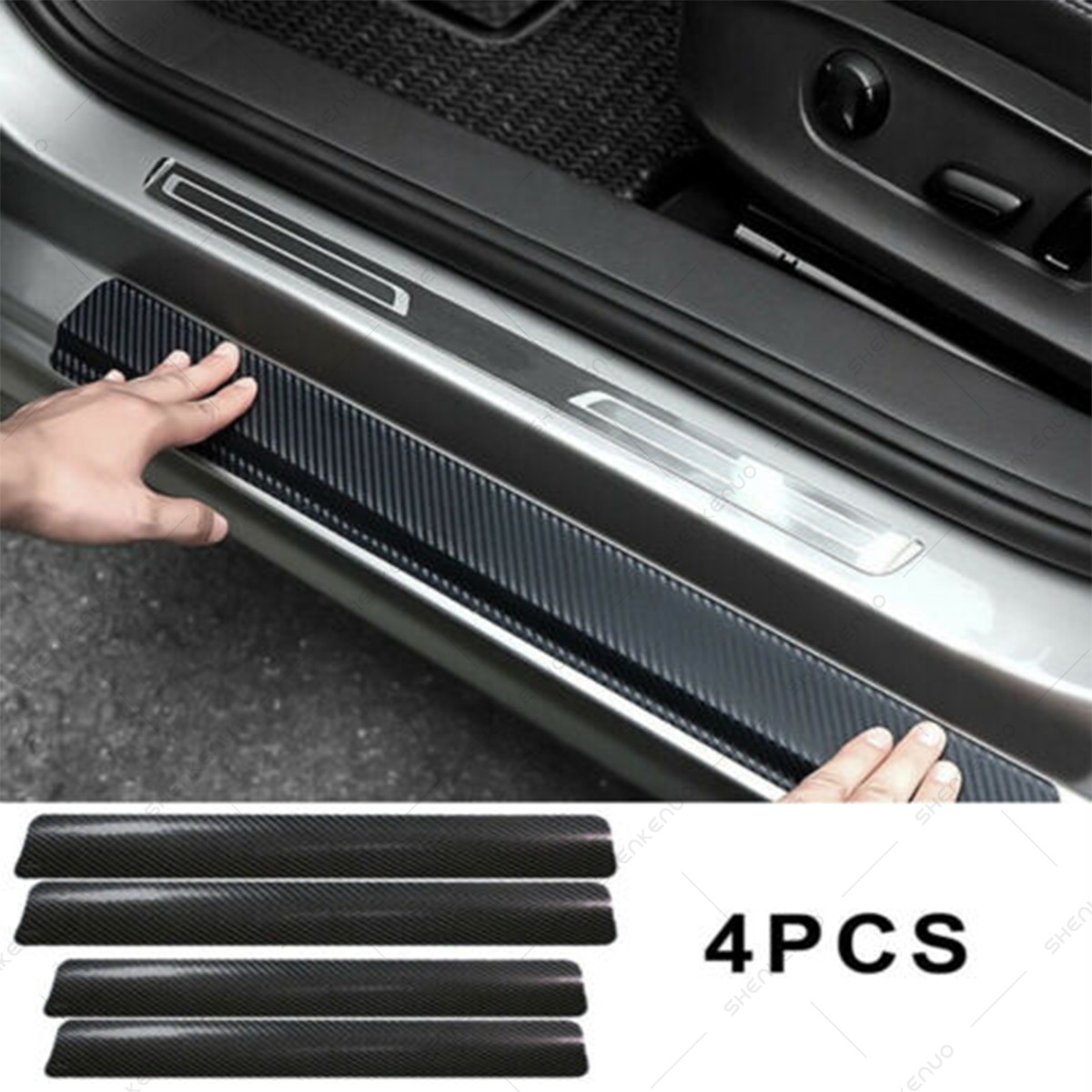 4x Accessories Carbon Fiber Car Door Plate Sill Scuff Cover Anti scratch Sticker