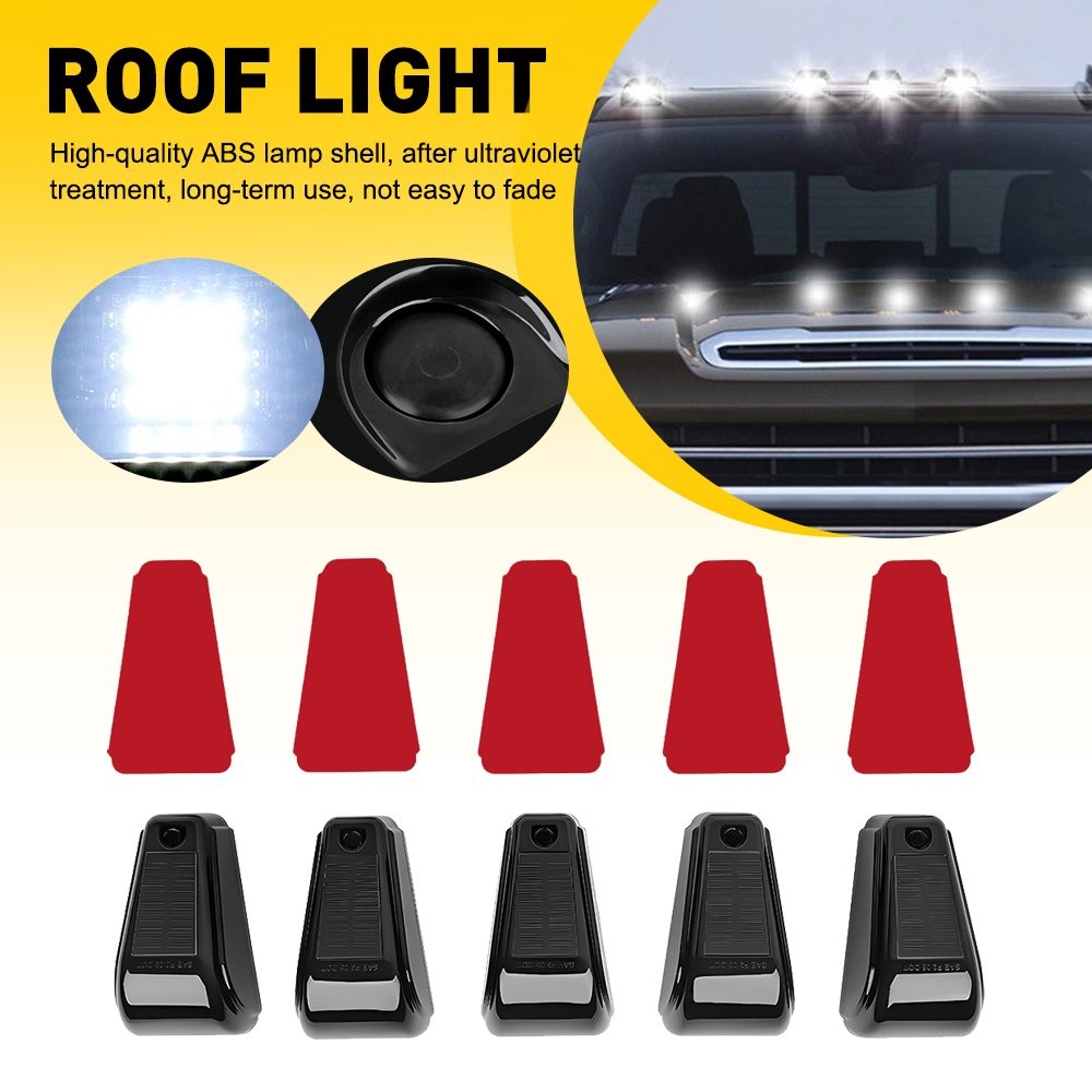 ABS+PC+LED Light Roof Cab White Lamps 5PCS Fits Pickups SUVs Excellent Material