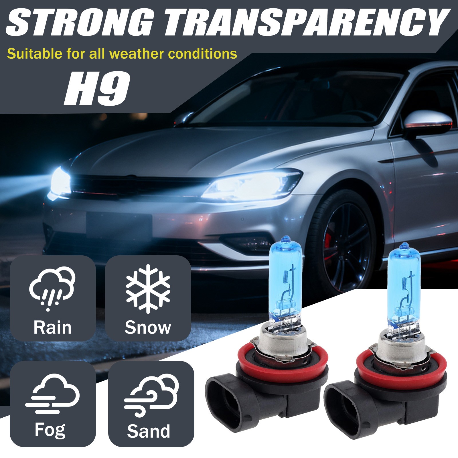 H11 halogen Headlight Bright Bulbs Conversion Kit 55W 6500K White Low Beam 2PCS