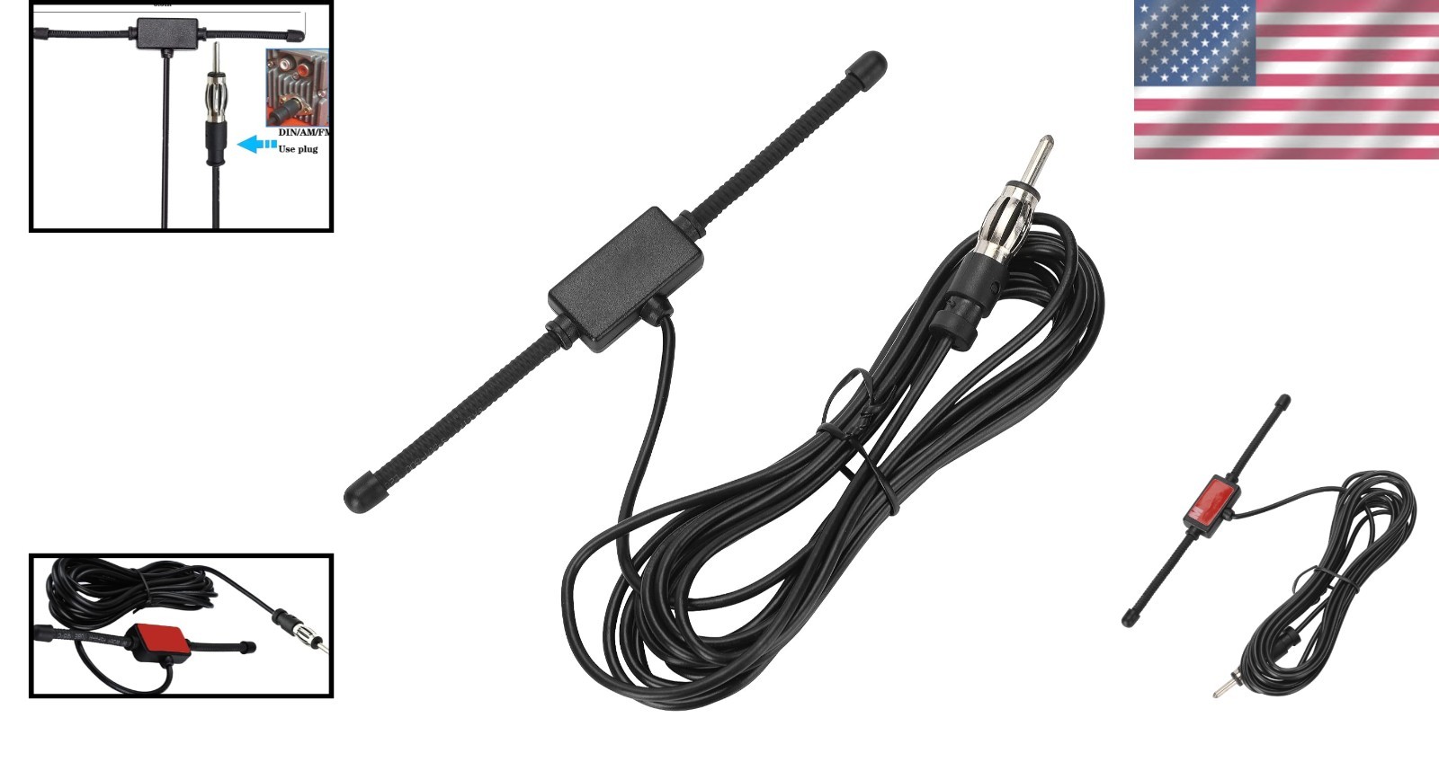 Durable Hidden Patch Antenna with 10ft DIN Connector for Car Radio Enhancements