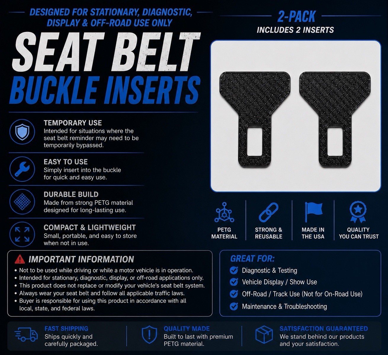 All model vehicle seat belt tool For diagnostics Or Heavy/large Animals