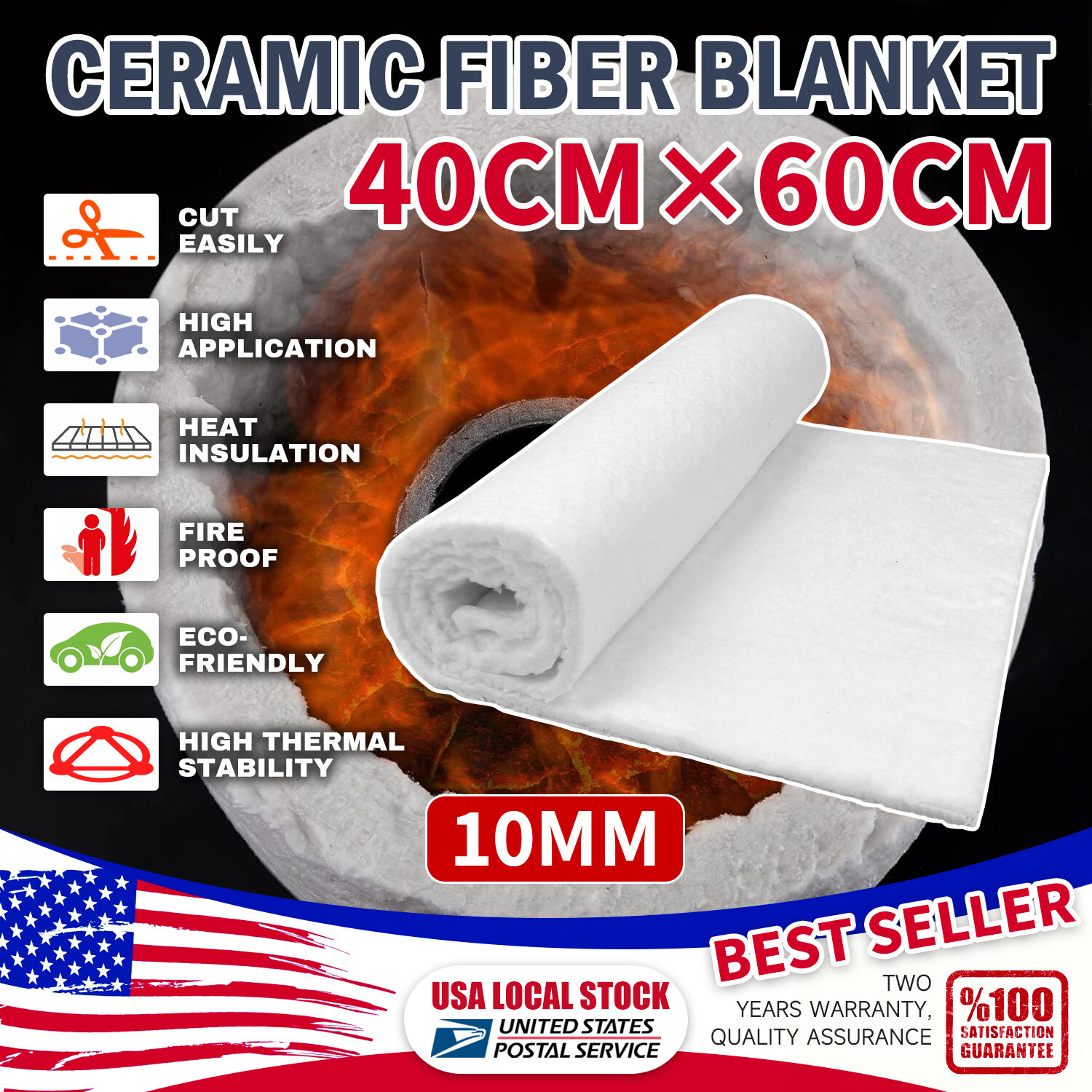 NEW Ceramic Fiber Blanket – 2500℉ – High Temp Thermal Insulation – 0.4″x24″x16″