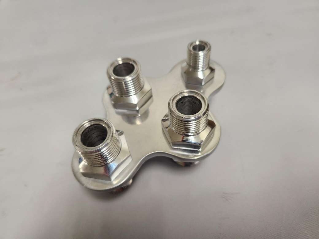 Aluminum 4 Port AC Air Conditioning Heater Hose Firewall Bulkhead Fitting